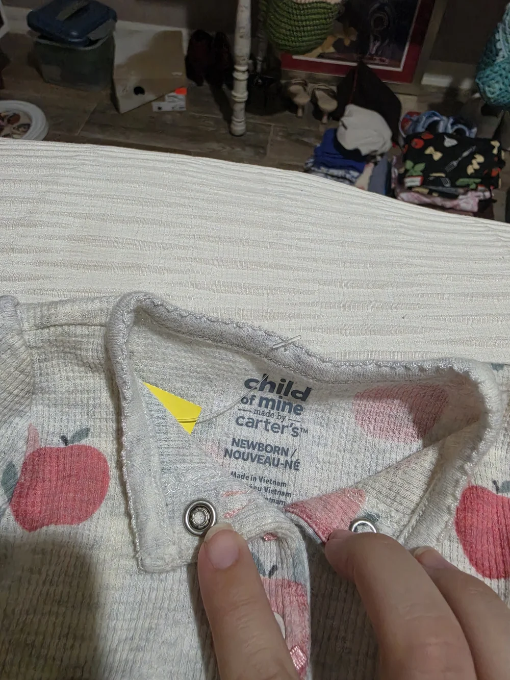 Carter's Baby One-Piece Footed Pajamas in Pink & Gray Fruit Print